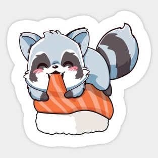 Racoon on sushi Sticker